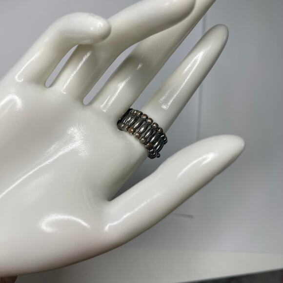 gunmetal gray and black fashion ring adjustable size costume jewelry - Picture 5 of 11